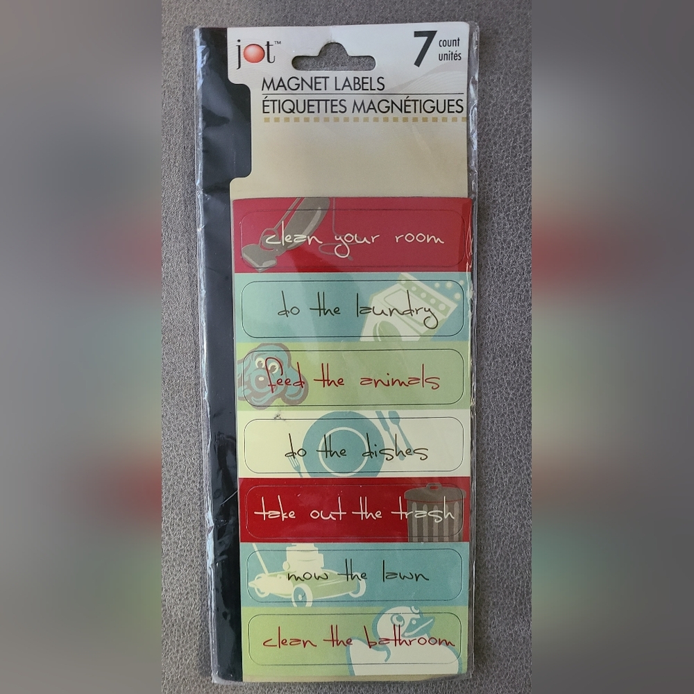 Pack of 7 Magnet Labels Reminder Tags Chores Tasks NEW‎